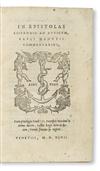 MANUTIUS, PAULUS. In epistolas Ciceronis ad Atticum . . . commentarius. 1547